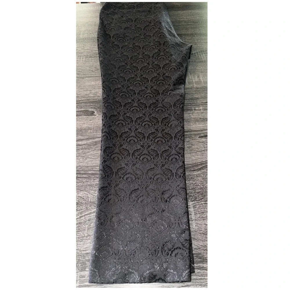 Bar III Front Row Womens XL Black Damask Jacquard Straight Leg Trousers Pants